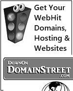 Domain Street promo for WebHit Domains, Hosting and Websites at DownOnDomainStreet.com.